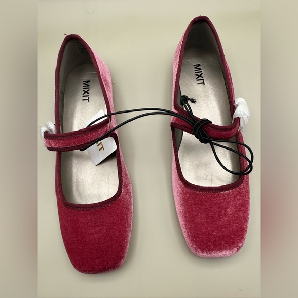 Mixit Shoes - Mixit Pink Velvet Mary Jane Flats